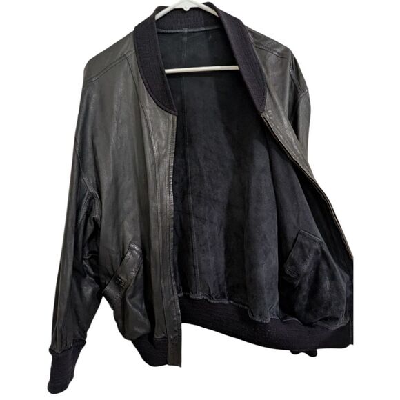 Bally 90's Italy Reversible Black Leather/Suede Bomber Jacket - Men's 38, Medium - Picture 4 of 11